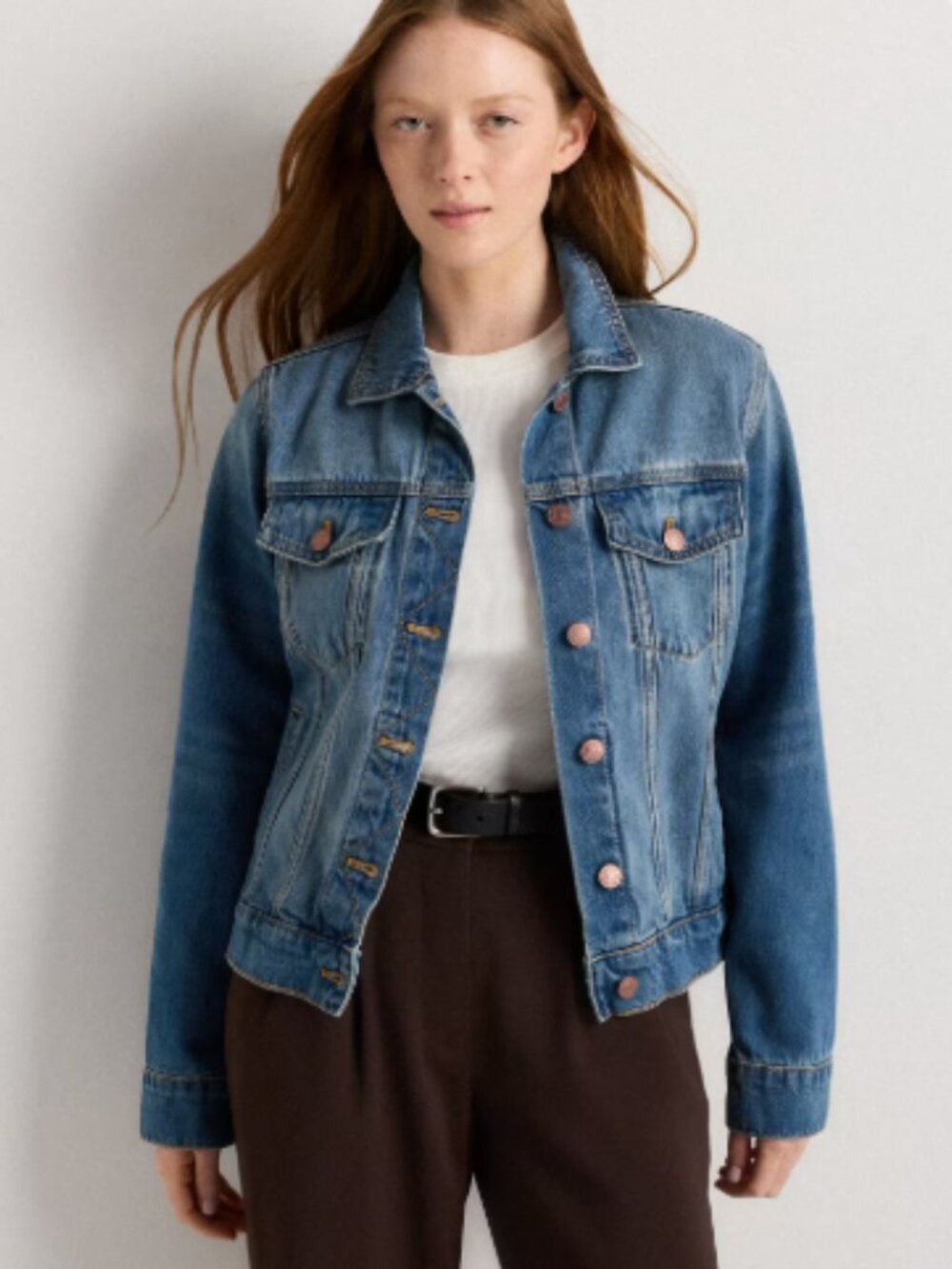 Quince 100% Organic Cotton Denim Blue Jacket Women's - Size L